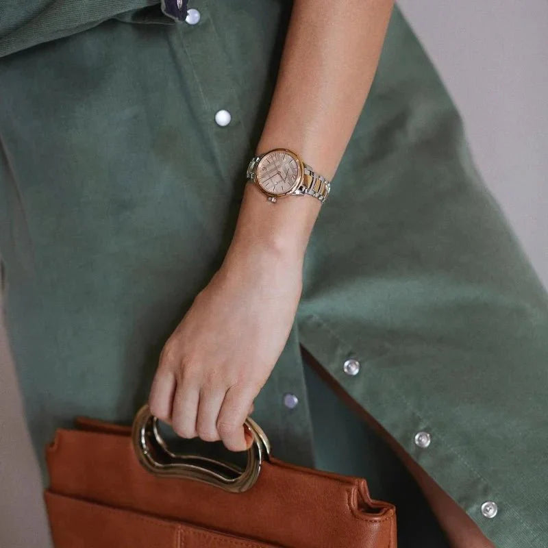  Shop Authentic Burberry The Classic Rose Gold Dial Two Tone Steel Strap Watch for Women - BU10117 - Luxxuri