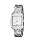 Burberry Nova Check Square White Dial Silver Steel Strap Watch for Women - BU1572