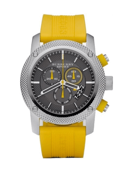  Shop Authentic Burberry Sport Chronograph Grey Dial Yellow Rubber Strap Watch for Men - BU7712 - Luxxuri