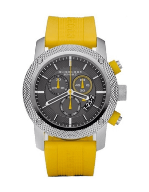  Shop Authentic Burberry Sport Chronograph Grey Dial Yellow Rubber Strap Watch for Men - BU7712 - Luxxuri