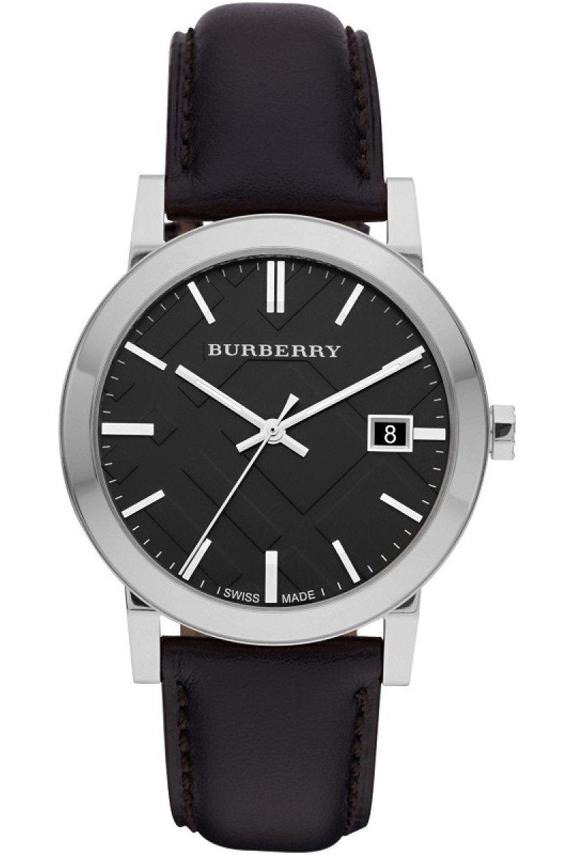  Shop Authentic Burberry The City Black Dial Black Leather Strap Watch for Men - BU9009 - Luxxuri