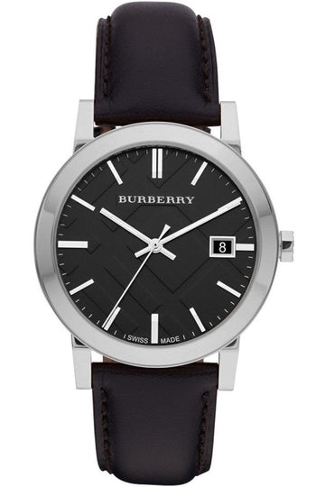  Shop Authentic Burberry The City Black Dial Black Leather Strap Watch for Men - BU9009 - Luxxuri