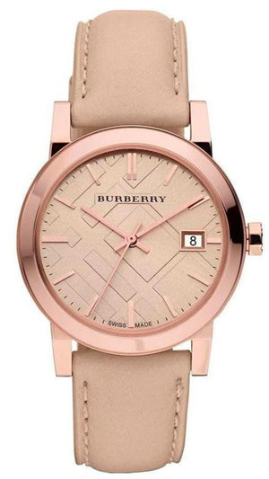 Shop Authentic Burberry The City Beige Dial Brown Leather Strap Watch for Women - BU9014 - Luxxuri