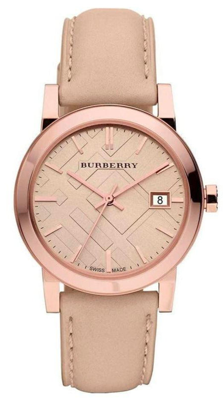  Shop Authentic Burberry The City Beige Dial Brown Leather Strap Watch for Women - BU9014 - Luxxuri