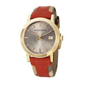 Shop Authentic Burberry The City Gold Dial Orange Leather Strap Watch for Women - BU9016 - Luxxuri