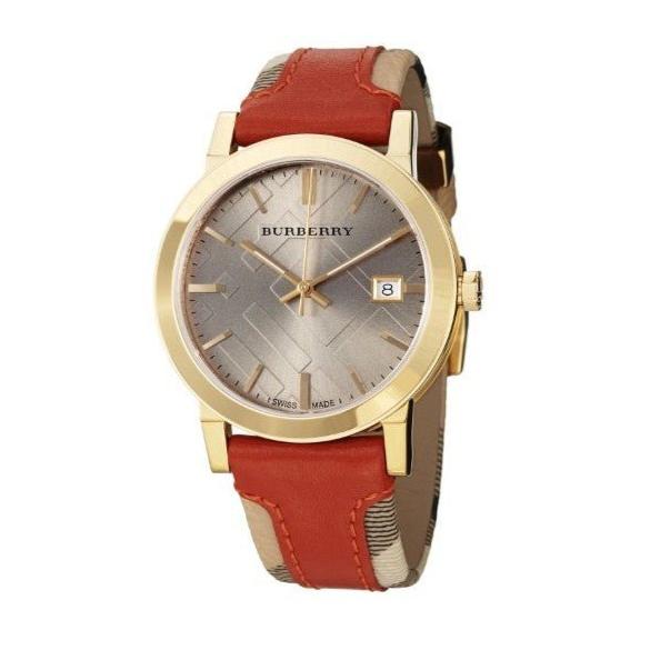  Shop Authentic Burberry The City Gold Dial Orange Leather Strap Watch for Women - BU9016 - Luxxuri