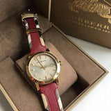  Shop Authentic Burberry The City Gold Dial Orange Leather Strap Watch for Women - BU9017 - Luxxuri