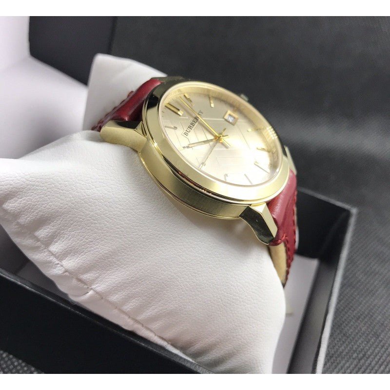  Shop Authentic Burberry The City Gold Dial Orange Leather Strap Watch for Women - BU9017 - Luxxuri