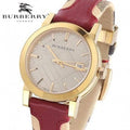 Burberry Heritage Nova Gold Dial Haymarket Red Leather Strap Watch for Women - BU9111