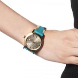  Shop Authentic Burberry The City Gold Dial Blue Leather Strap Watch for Women - BU9018 - Luxxuri