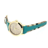  Shop Authentic Burberry The City Gold Dial Blue Leather Strap Watch for Women - BU9018 - Luxxuri