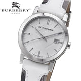  Shop Authentic Burberry The City Silver Dial White Leather Strap Watch for Women - BU9019 - Luxxuri