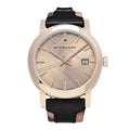 Shop Authentic Burberry The City Gold Dial Black Leather Strap Watch for Men - BU9032 - Luxxuri