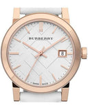  Shop Authentic Burberry The City White Dial White Leather Strap Watch for Women - BU9012 - Luxxuri