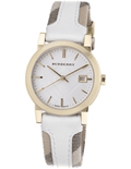 Burberry The City White Dial White Leather Strap Watch for Women - BU9015