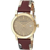  Shop Authentic Burberry Heritage Nova Gold Dial Haymarket Red Leather Strap Watch for Women - BU9111 - Luxxuri