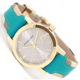  Shop Authentic Burberry Heritage Gold Dial Blue Leather Strap Watch for Women - BU9112 - Luxxuri