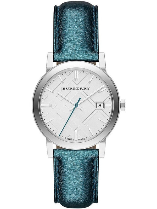  Shop Authentic Burberry White Dial Turquoise Leather Strap Watch for Women - BU9120 - Luxxuri