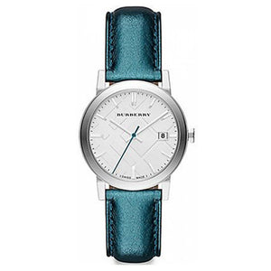  Shop Authentic Burberry White Dial Turquoise Leather Strap Watch for Women - BU9120 - Luxxuri