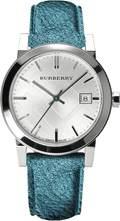 Burberry White Dial Turquoise Leather Strap Watch for Women - BU9120