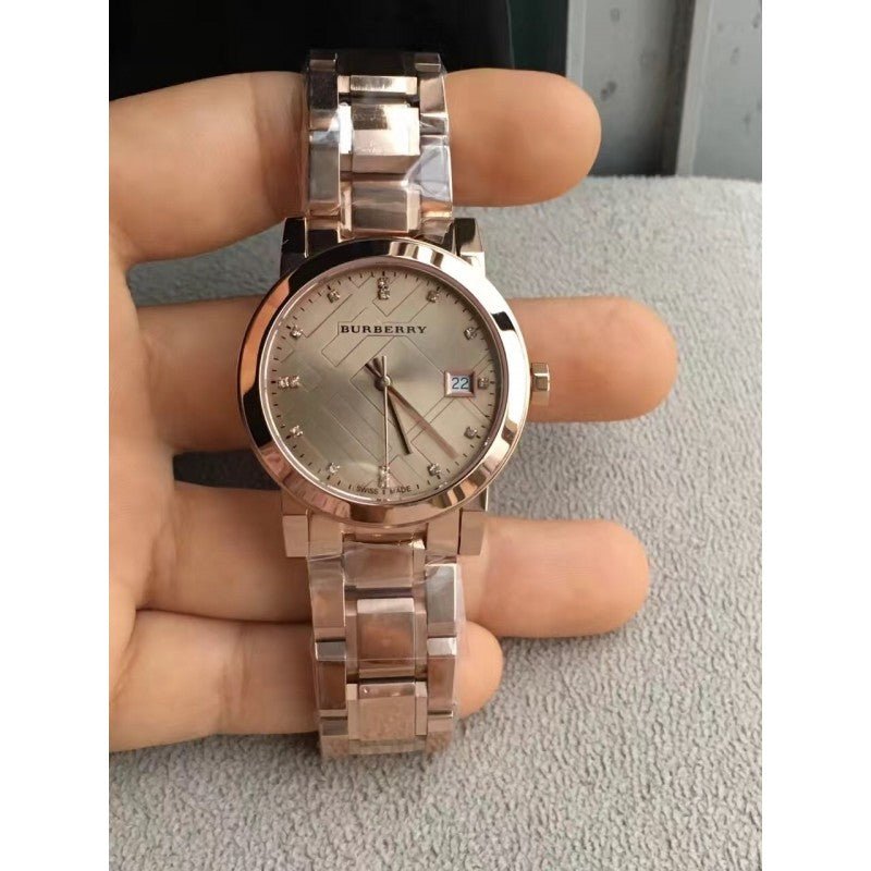  Shop Authentic Burberry The City Diamonds Rose Gold Dial Rose Gold Steel Strap Watch for Women - BU9126 - Luxxuri