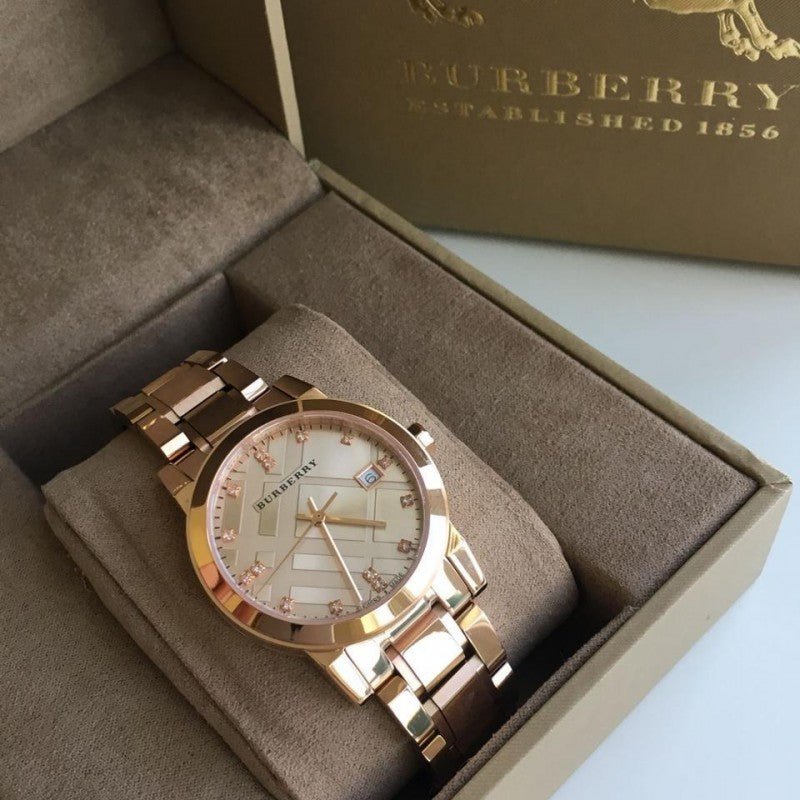  Shop Authentic Burberry The City Diamonds Rose Gold Dial Rose Gold Steel Strap Watch for Women - BU9126 - Luxxuri