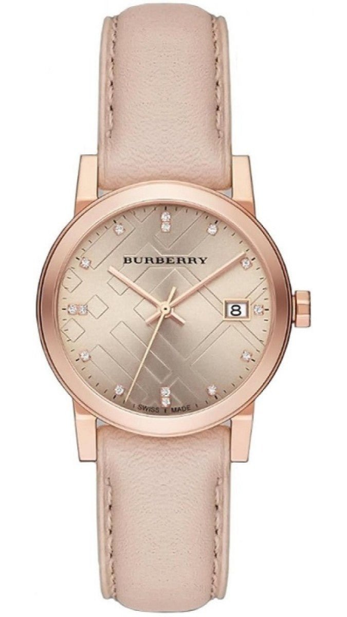  Shop Authentic Burberry The City Diamonds Beige Dial Beige Leather Strap Watch for Women - BU9131 - Luxxuri