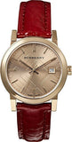  Shop Authentic Burberry The City Gold Dial Red Leather Strap Watch for Women - BU9140 - Luxxuri