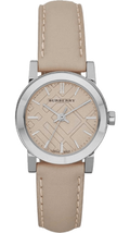 Burberry The City Beige Dial Beige Leather Strap Watch for Women - BU9207