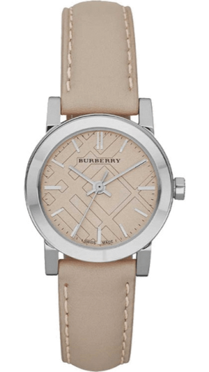  Shop Authentic Burberry The City Beige Dial Beige Leather Strap Watch for Women - BU9207 - Luxxuri