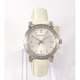  Shop Authentic Burberry The City Diamonds Silver Dial White Leather Strap Watch for Women - BU9221 - Luxxuri