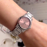  Shop Authentic Burberry The City Diamonds Pink Dial Silver Steel Strap Watch for Women - BU9223 - Luxxuri