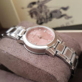  Shop Authentic Burberry The City Diamonds Pink Dial Silver Steel Strap Watch for Women - BU9223 - Luxxuri
