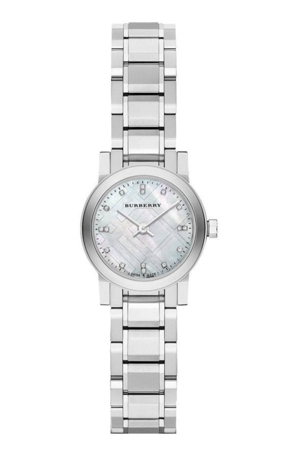  Shop Authentic Burberry The City Diamonds Mother of Pearl Dial Silver Steel Strap Watch for Women - BU9224 - Luxxuri