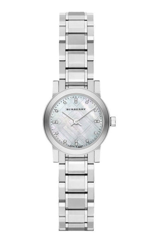  Shop Authentic Burberry The City Diamonds Mother of Pearl Dial Silver Steel Strap Watch for Women - BU9224 - Luxxuri