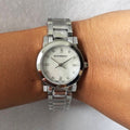  Shop Authentic Burberry The City Diamonds Mother of Pearl Dial Silver Steel Strap Watch for Women - BU9224 - Luxxuri