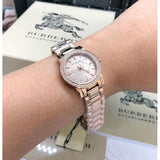  Shop Authentic Burberry The City Diamonds Rose Dial Rose Gold Steel Strap Watch for Women - BU9225 - Luxxuri