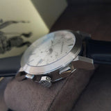  Shop Authentic Burberry The City Chronograph White Dial Black Leather Strap Watch for Men - BU9355 - Luxxuri