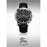  Shop Authentic Burberry The City Chronograph Black Dial Black Leather Strap Watch for Men - BU9356 - Luxxuri