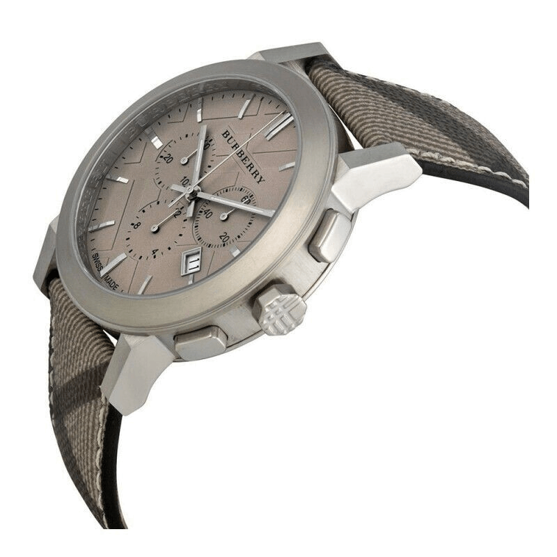  Shop Authentic Burberry The City Smoke Dial Checked Brown Leather Strap Watch for Men - BU9358 - Luxxuri