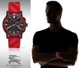  Shop Authentic Burberry The City Chronograph Black Dial Red Rubber Strap Watch For Men - BU9805 - Luxxuri
