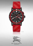  Shop Authentic Burberry The City Chronograph Black Dial Red Rubber Strap Watch For Men - BU9805 - Luxxuri