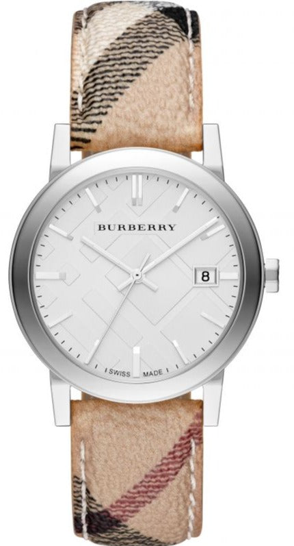 Shop Authentic Burberry The City Silver Dial Brown Leather Strap Watch for Women - BU9025 - Luxxuri