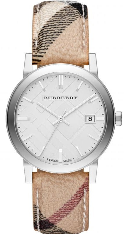  Shop Authentic Burberry The City Nova Silver Dial White Leather Strap Watch for Women - BU9022 - Luxxuri