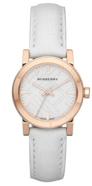  Shop Authentic Burberry The City White Dial White Leather Strap Watch for Women - BU9209 - Luxxuri