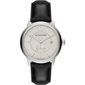 Burberry The Classic Horseferry Beige Dial Black Leather Strap Watch for Men - BU10000
