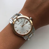  Shop Authentic Burberry The City White Dial Two Tone Steel Strap Watch for Women - BU9115 - Luxxuri