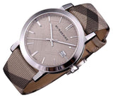  Shop Authentic Burberry The City Beige Dial Chequered Brown Leather Strap Watch for Women - BU9029 - Luxxuri