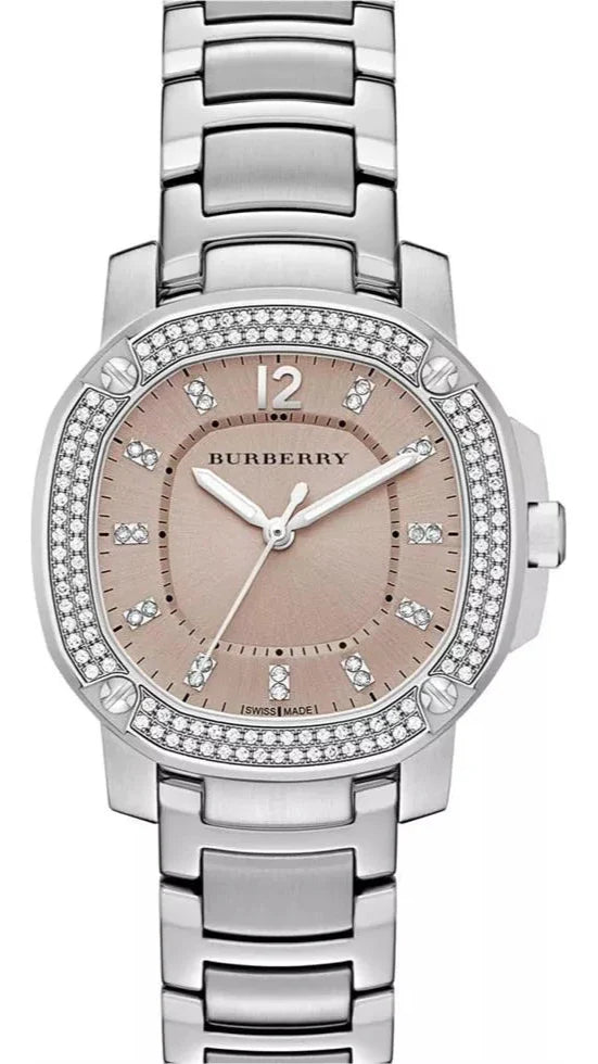  Shop Authentic Burberry The Britain Diamonds Brown Dial Silver Steel Strap Watch for Women - BBY1803 - Luxxuri
