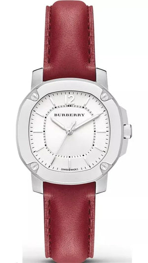  Shop Authentic Burberry Brit The Britain White Dial Red Leather Strap Watch for Women - BBY1705 - Luxxuri